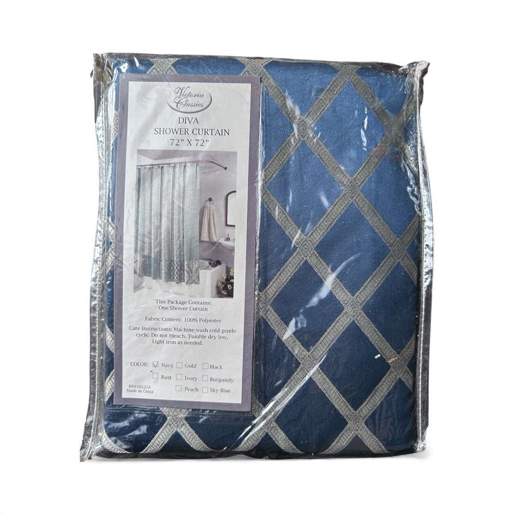 Blue and Silver Shower Curtain